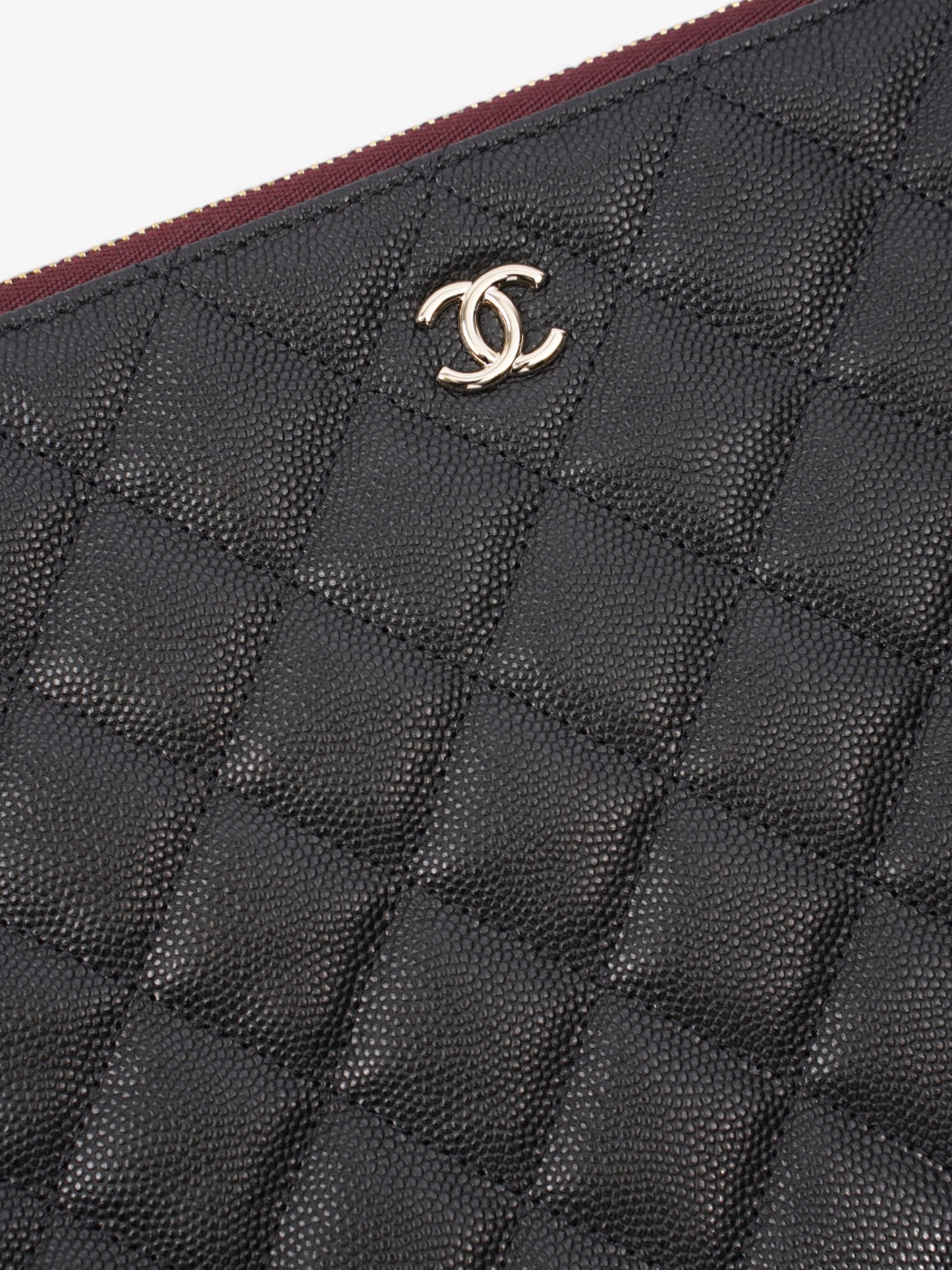 Chanel Clutch Pouch Black Caviar Leather Large