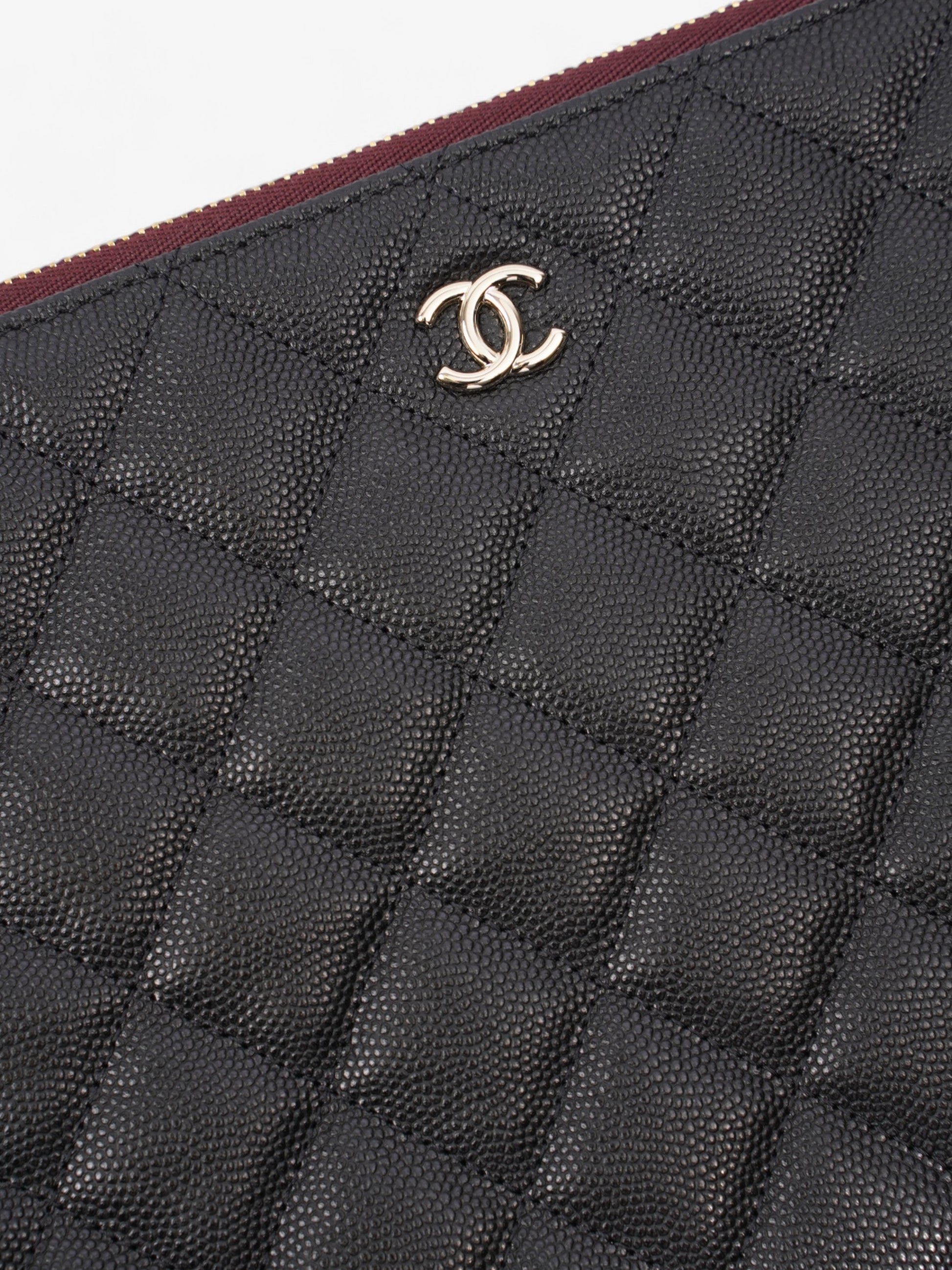 Chanel Clutch Pouch Black Caviar Leather Large