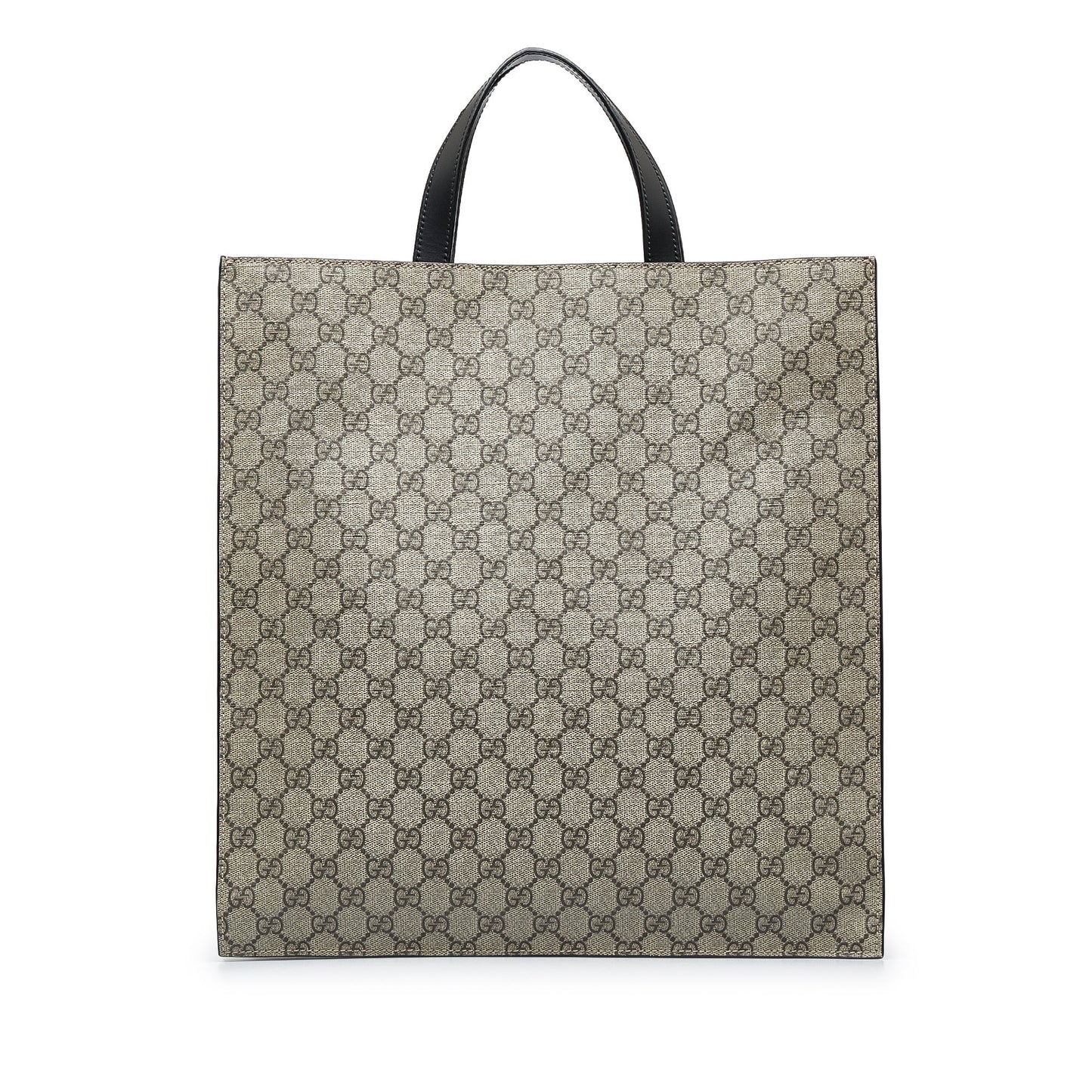 Gucci GG Supreme Grey Leather Canvas Tote