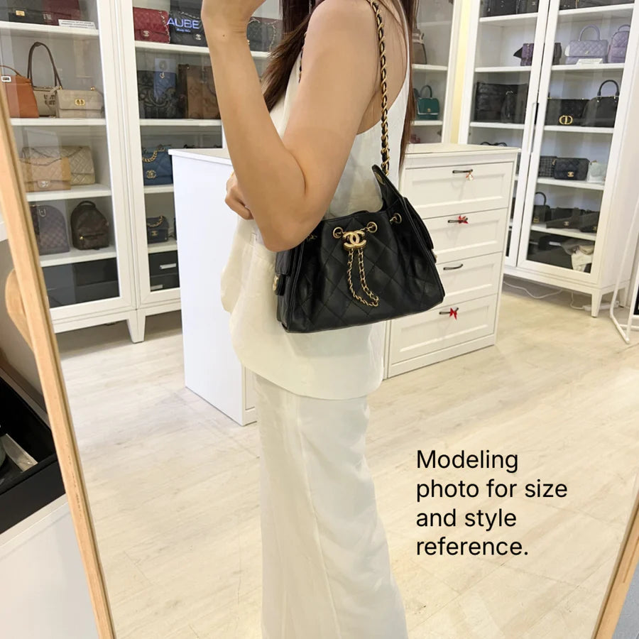 Chanel 25 Mini Hobo Bag in Black Caviar and AGHW (Model: AS5631)