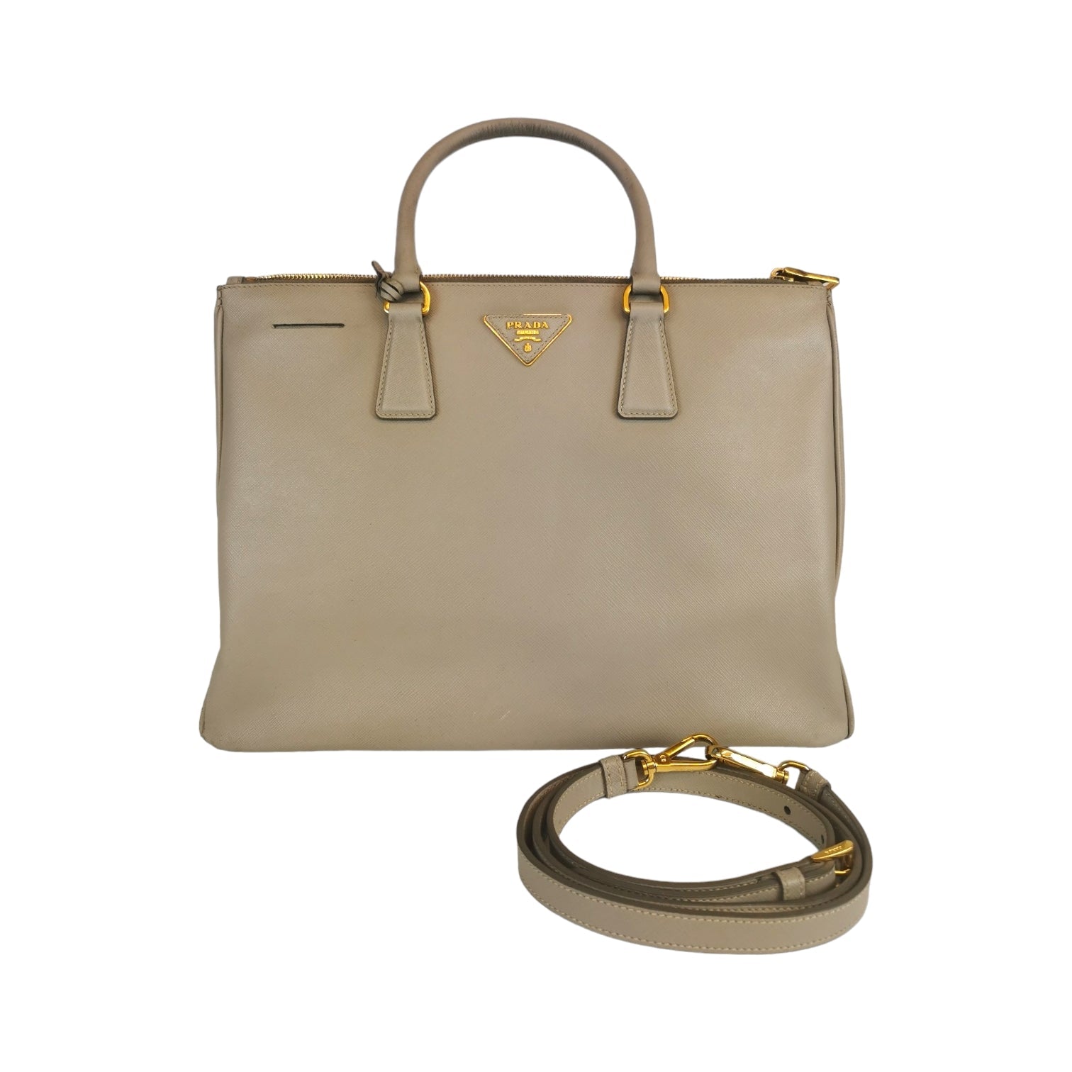 Prada Galleria Large Beige Saffiano Luxury Handbag
