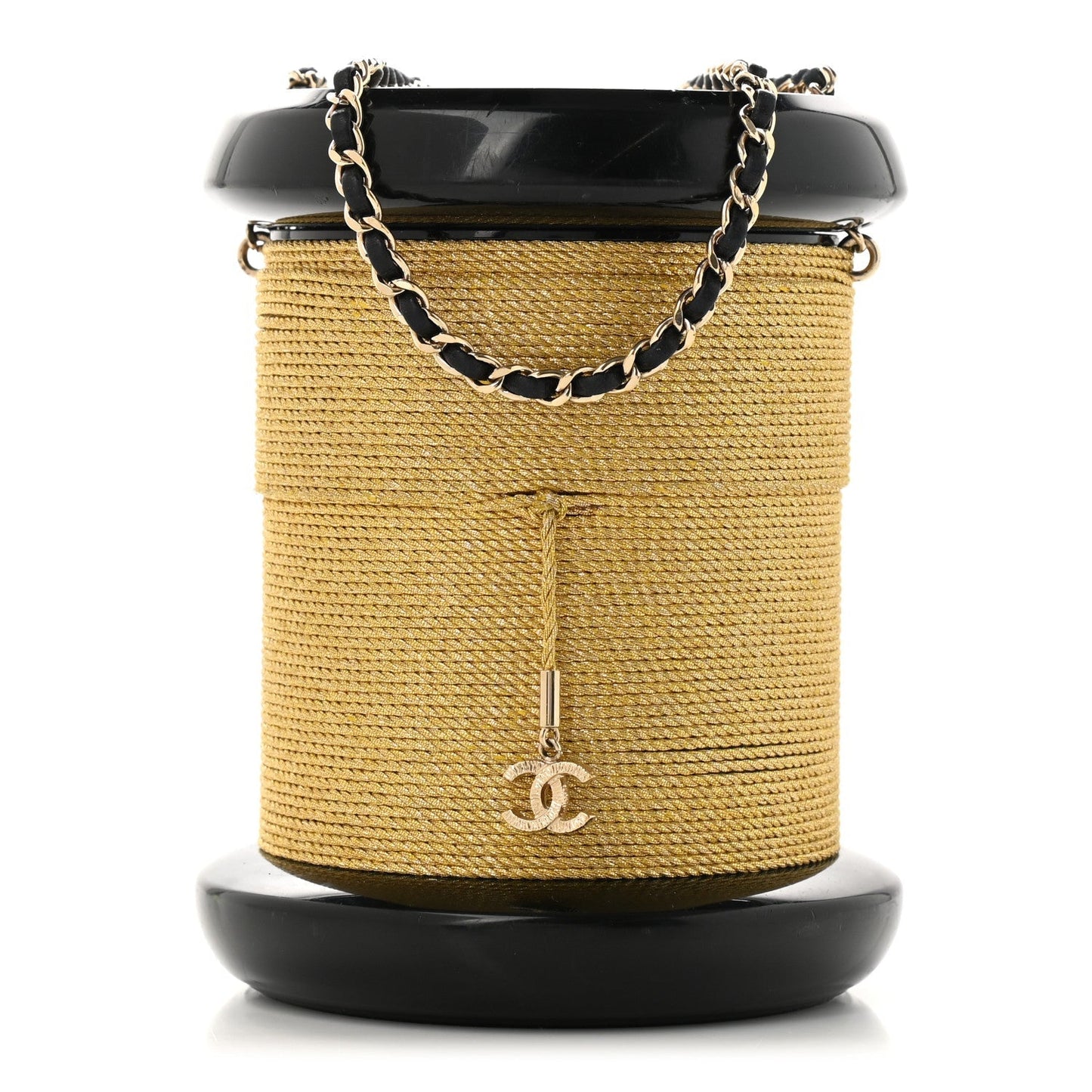Chanel Plexiglass Bobbin MinaudiÃ¨re Clutch Black Gold