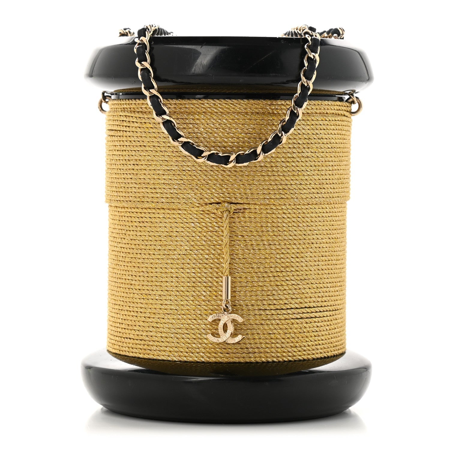Chanel Plexiglass Bobbin MinaudiÃ¨re Clutch Black Gold
