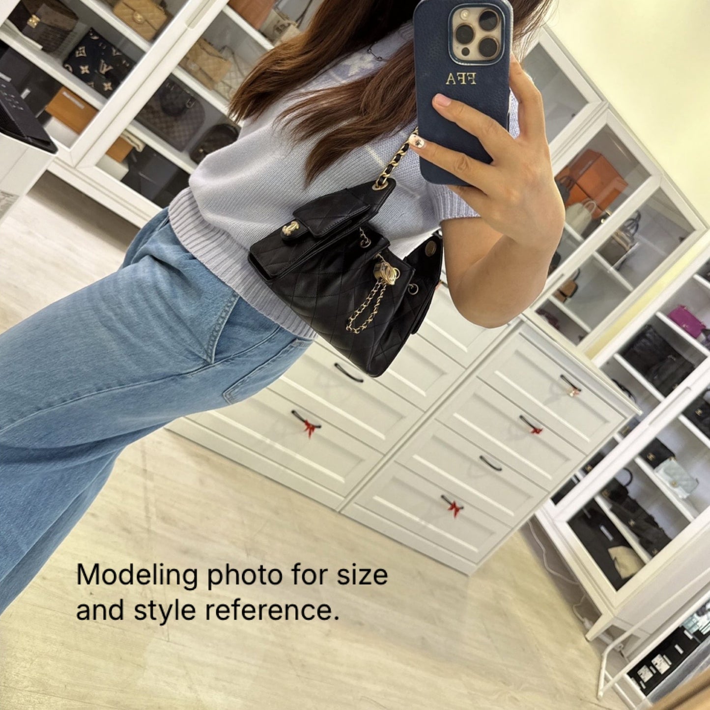 Chanel 25 Mini Hobo Bag in Black Caviar and AGHW (Model: AS5631)