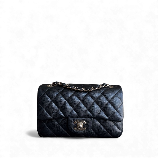 Chanel Caviar Mini Rectangle Classic Flap - 20CM Quilted Black Golden Hardware Series 25