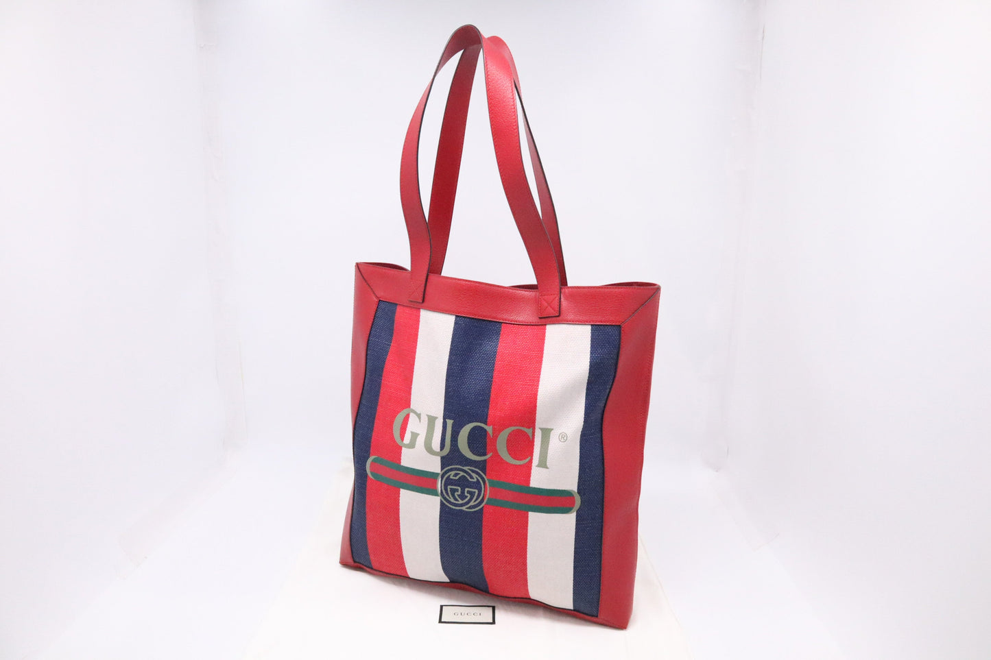 Gucci Sylvie Tote Bag in Red, White and Blue Baiadera Stripes Canvas