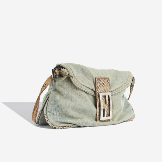 Fendi Baguette Bag - Denim and Python