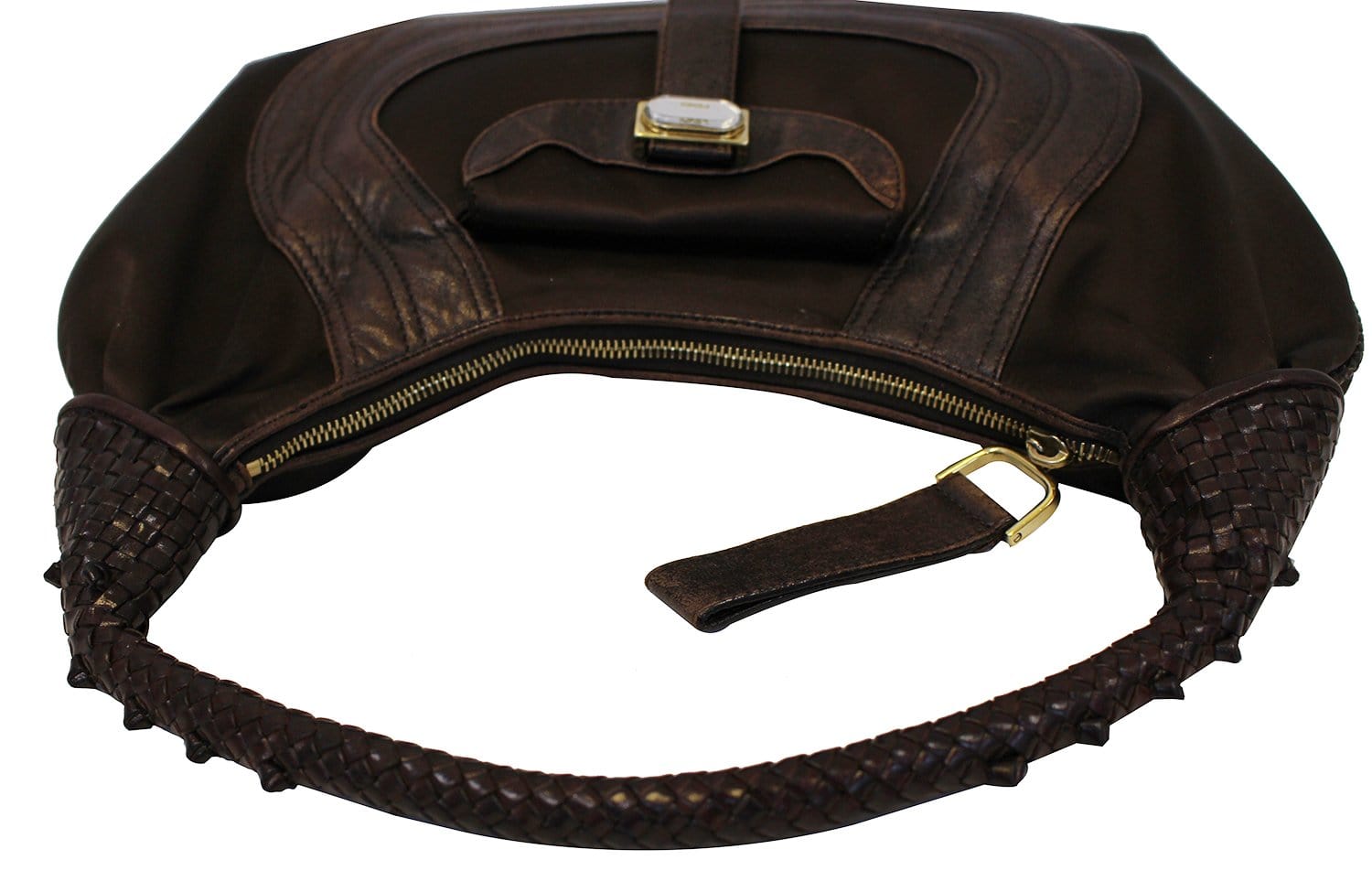 FENDI Brown Leather spy Hobo Bag