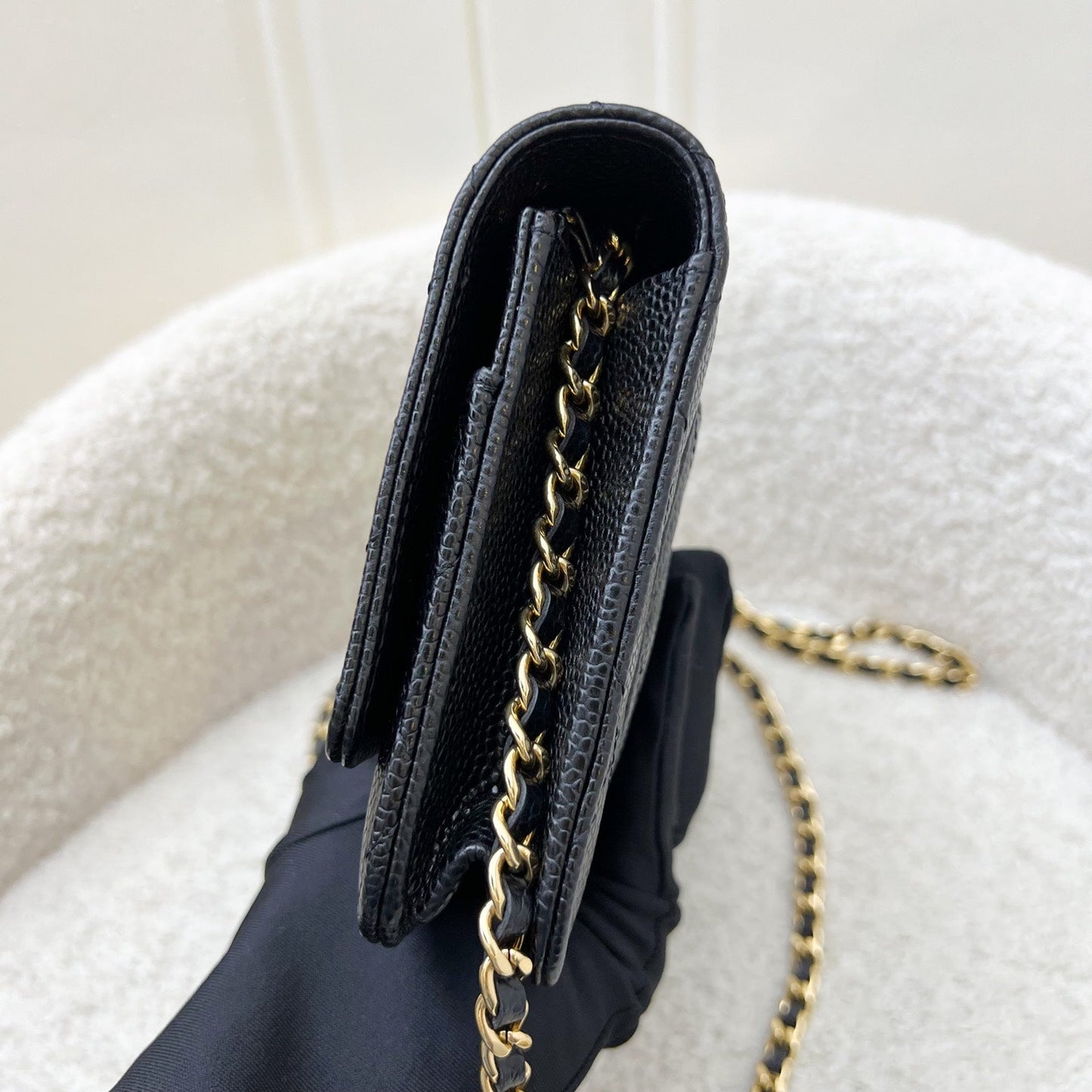 Chanel Classic Wallet on Chain WOC in Black Caviar and GHW Crossbody