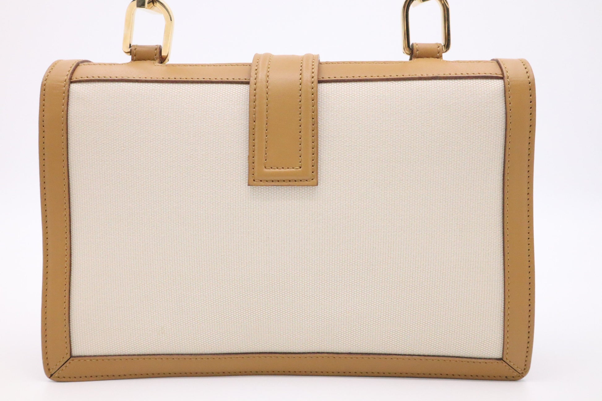 Gucci Shoulder Bag in Cream Canvas with Tan Leather