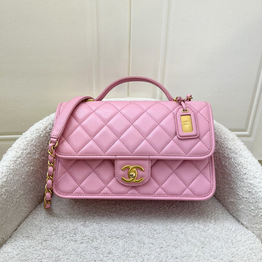 Chanel 22K Seasonal Flap with Top Handle in Pink Caviar and AGHW (Model: AS3653) Handbag
