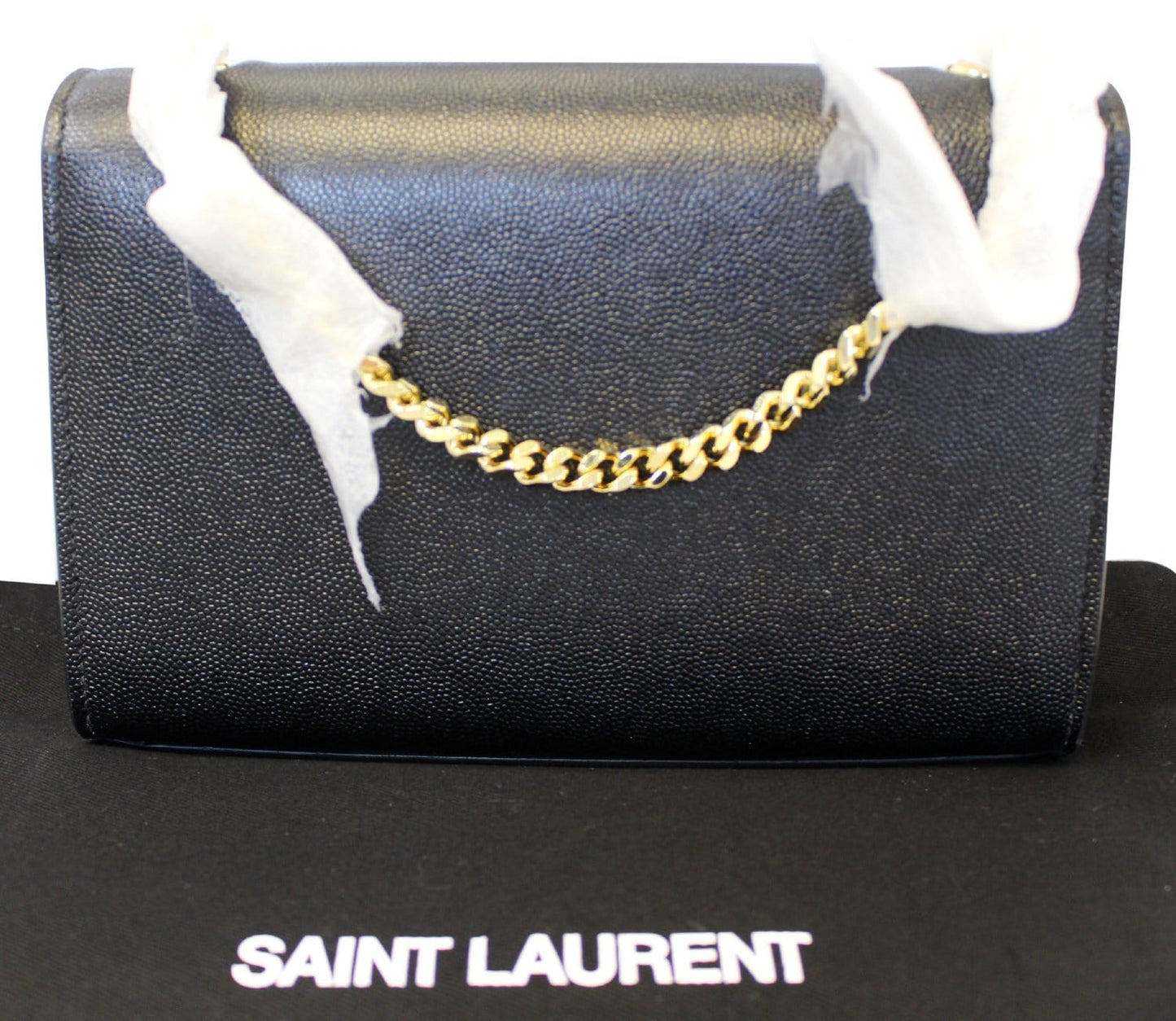 SAINT LAURENT Kate Black Leather Chain Clutch Crossbody Bag