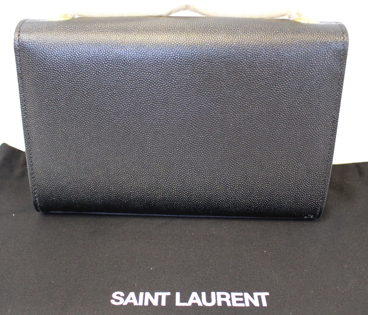 SAINT LAURENT Kate Black Leather Chain Clutch Crossbody Bag