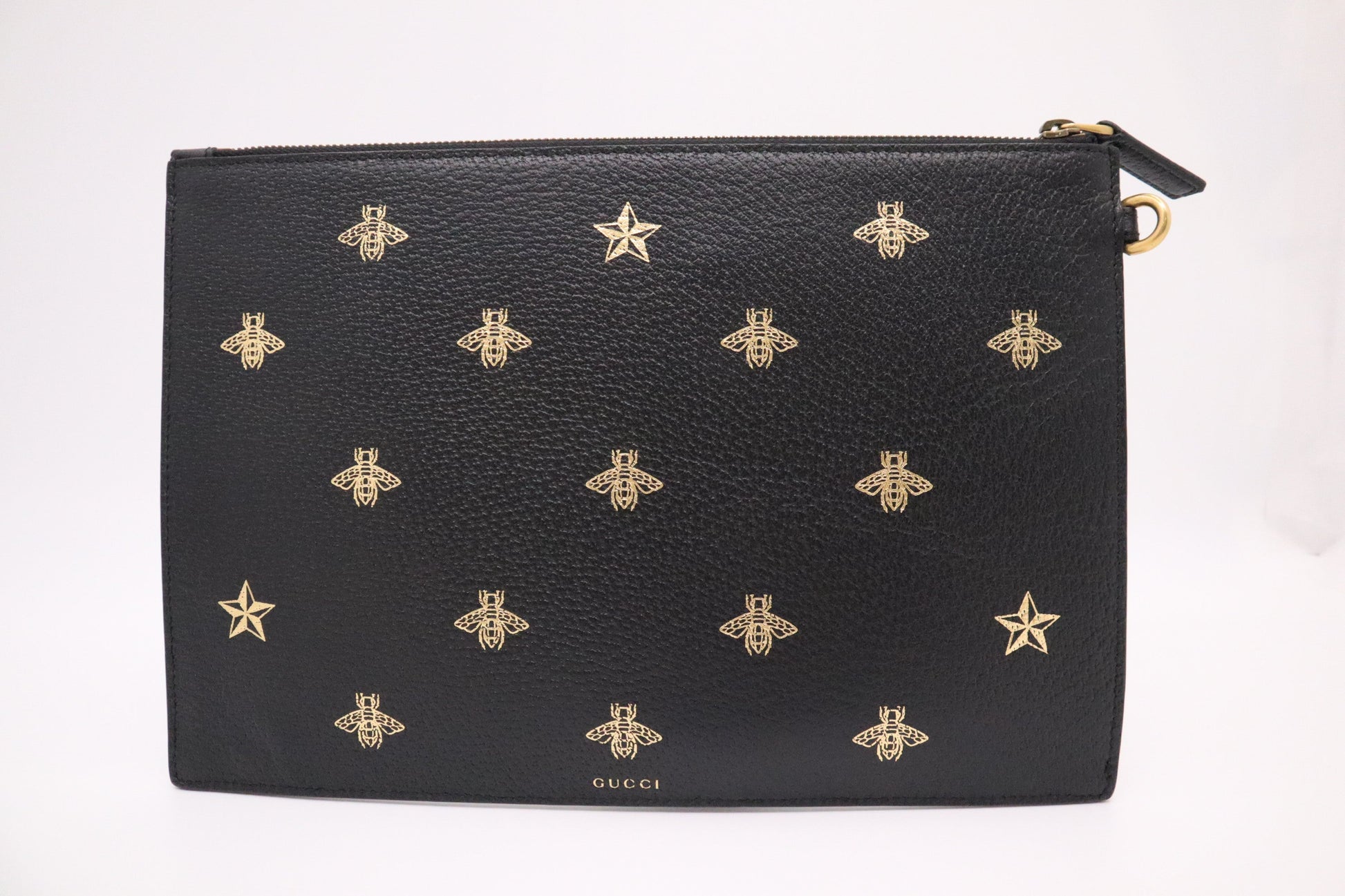 Gucci Bee Clutch in Black Leather