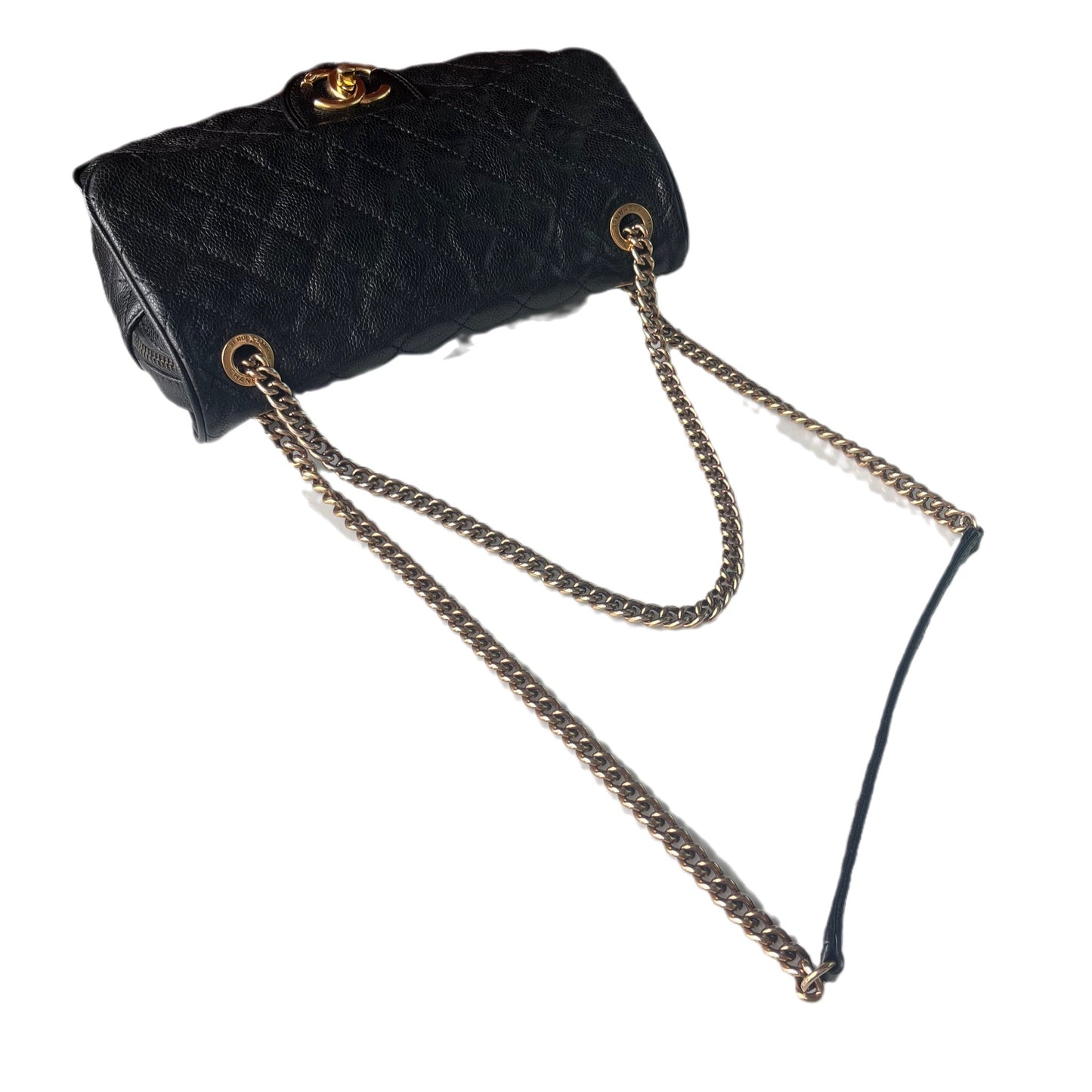 Chanel Shiva Flap Bag Distressed Black Caviar with Gold Chain