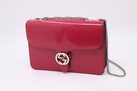 Gucci Petunia Shoulder Bag in Fuchsia Patent Leather