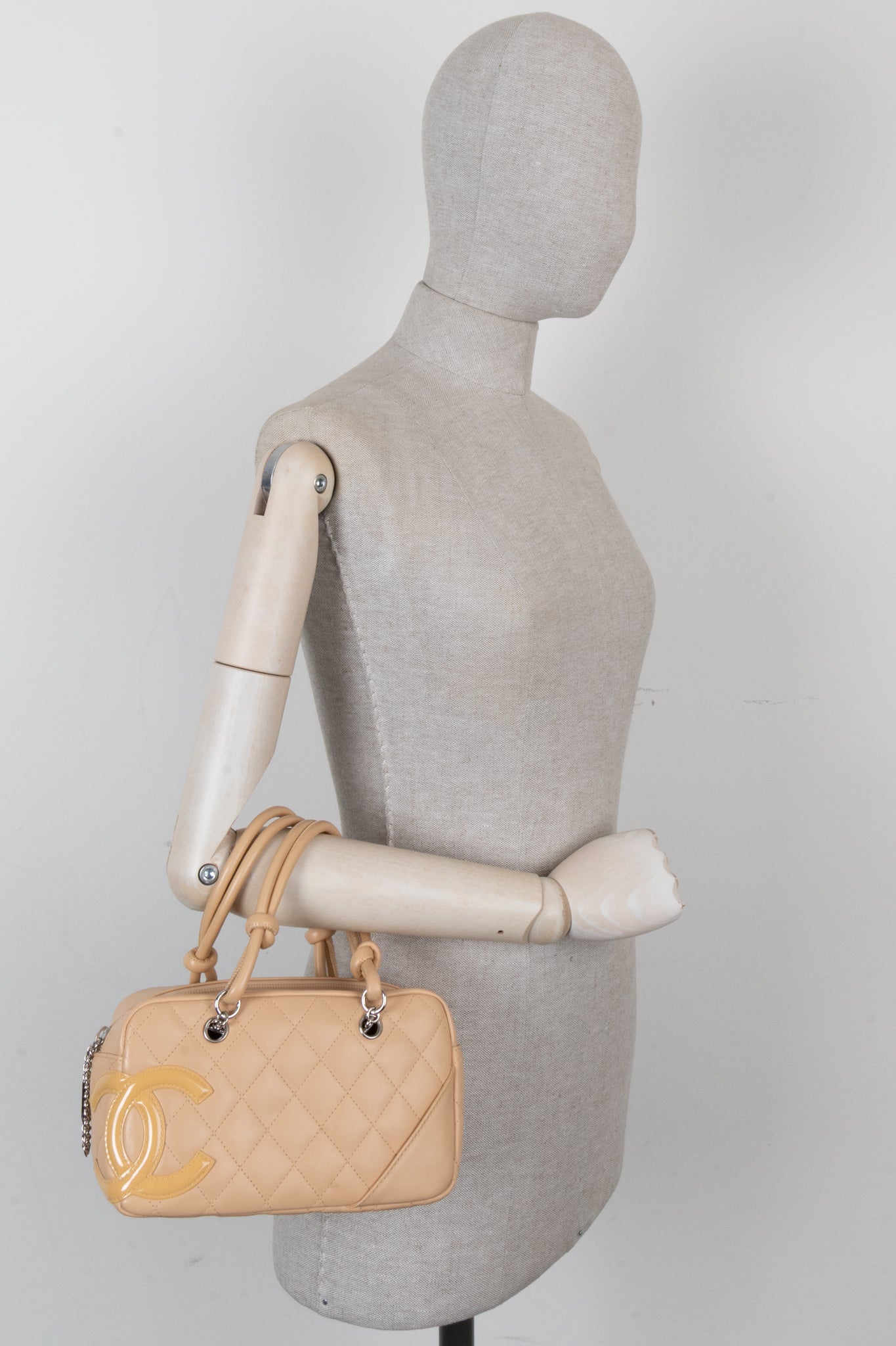 CHANEL Cambon CC Bowling Bag Small Beige