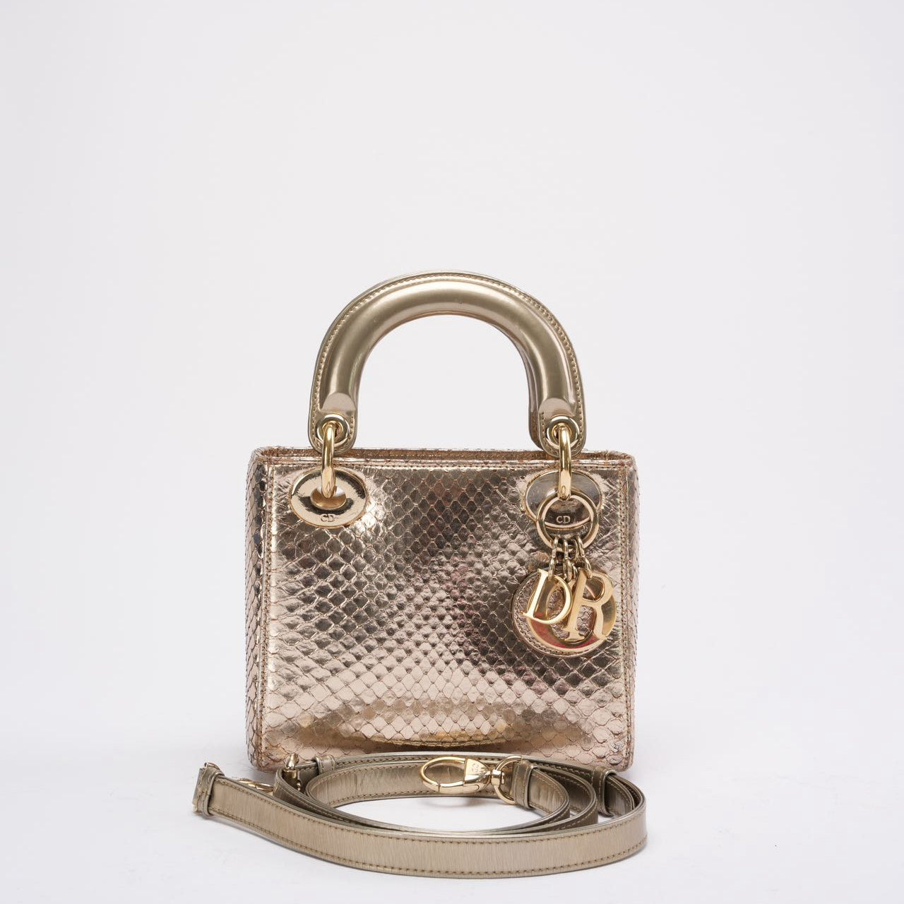 Dior Mini Lady Dior Bag Gold in Python Leather 2014