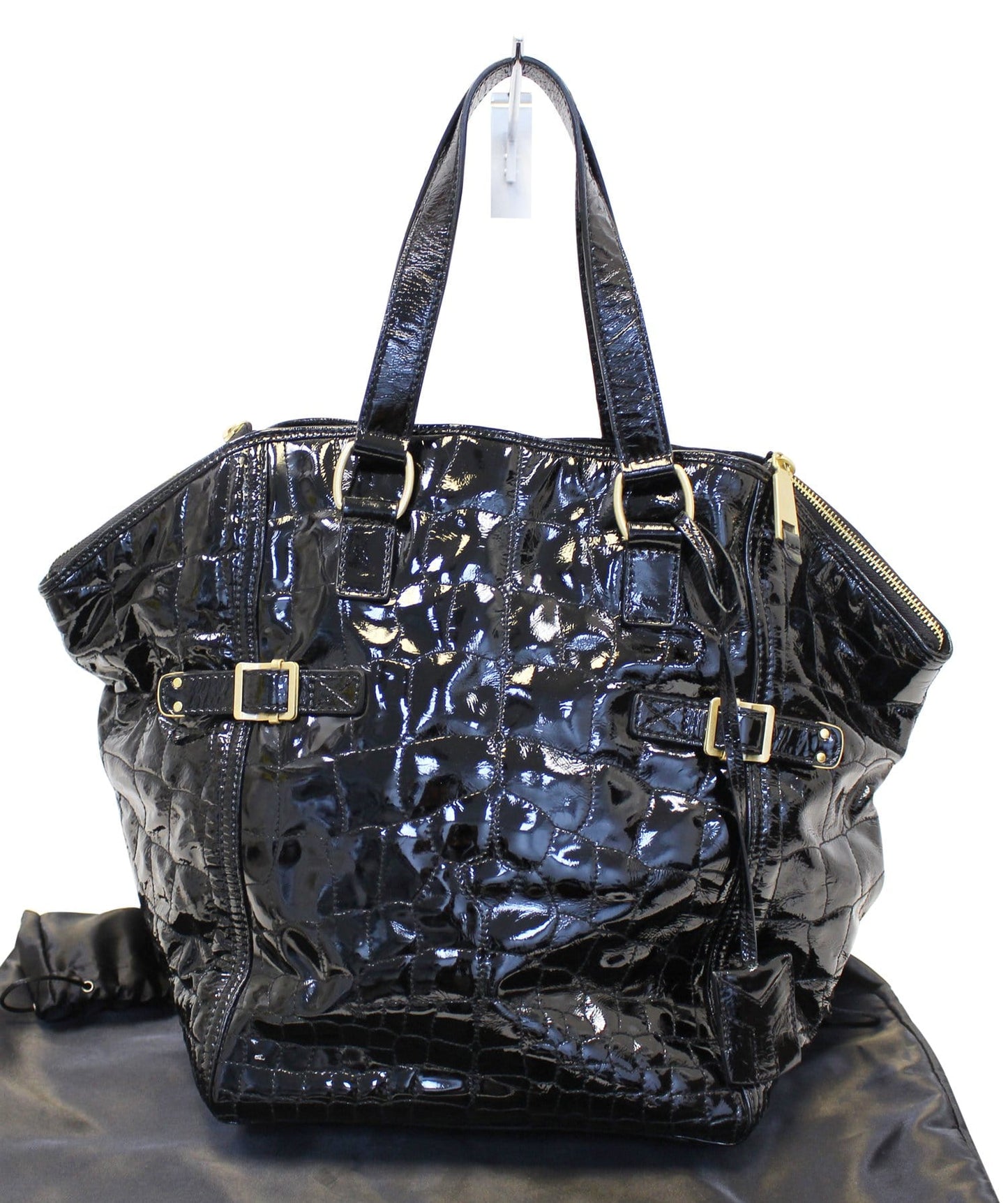 SAINT LAURENT Black Patent Leather Downtown Medium Tote Bag - Last Call