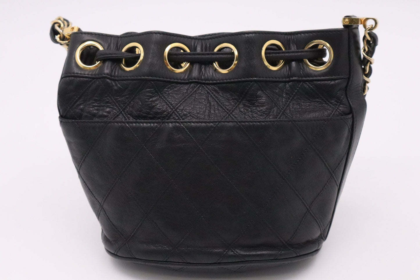 Chanel Mini Bucket Bag in Black Leather
