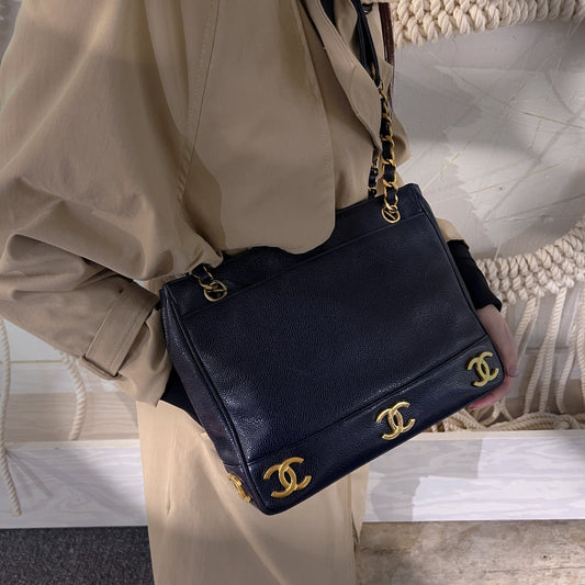 Chanel Caviar Leather Triple Shoulder Bag