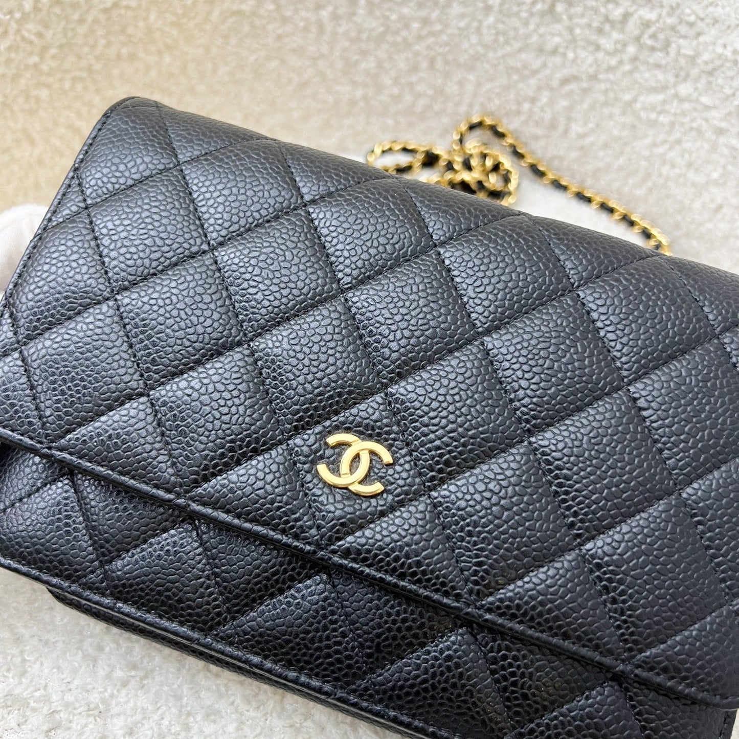 Chanel Classic Wallet on Chain WOC in Black Caviar and GHW Crossbody