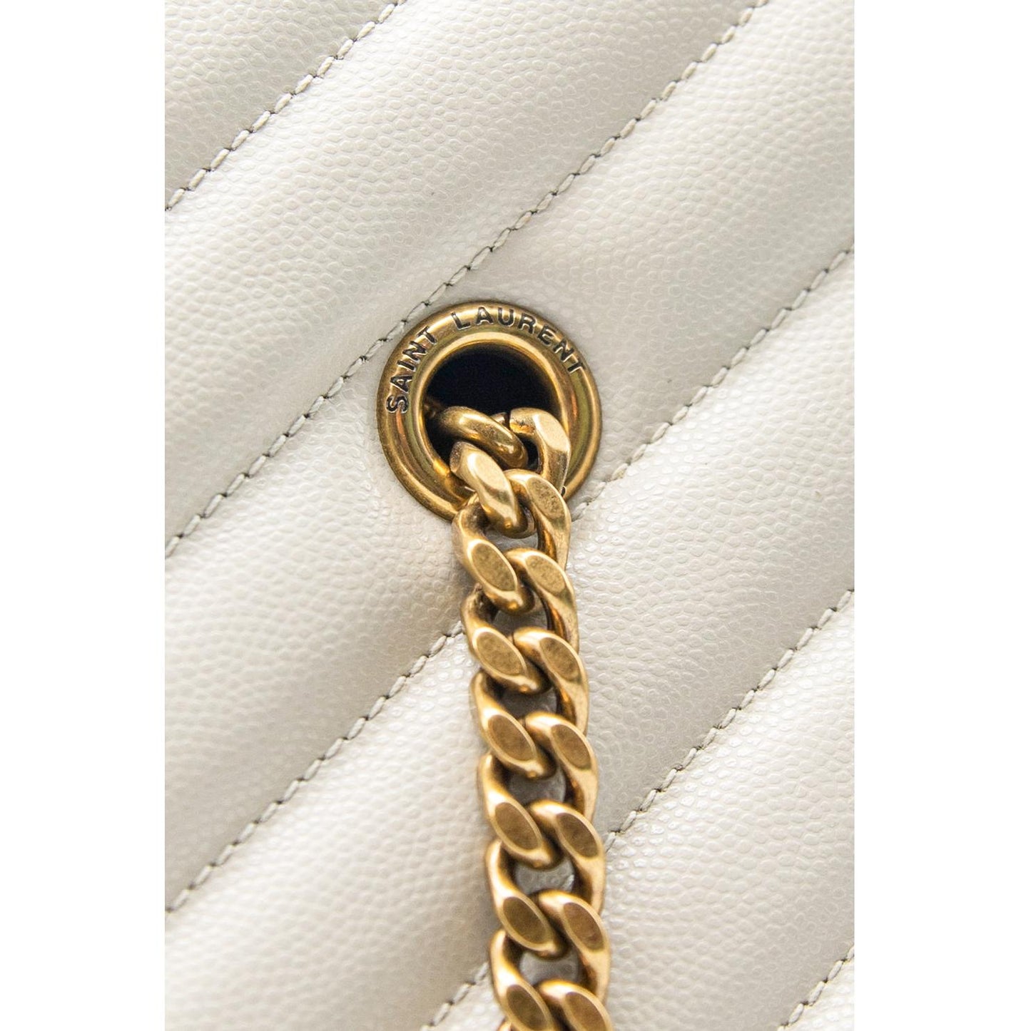 SAINT LAURENT Tribeca Medium Grain De Poudre Leather Shoulder Bag White