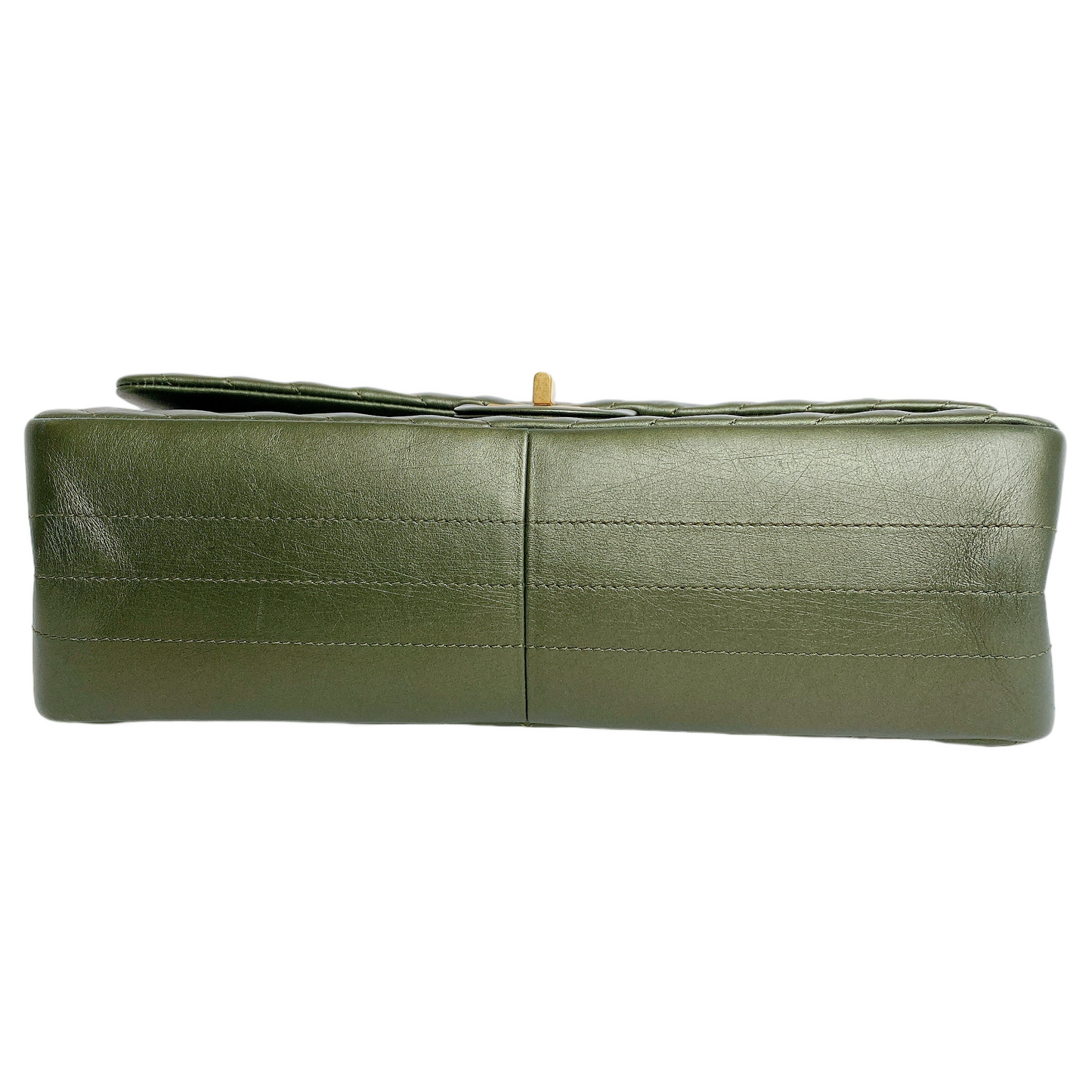 Chanel Chevron Medium Classic Double Flap Bag In Dark Green