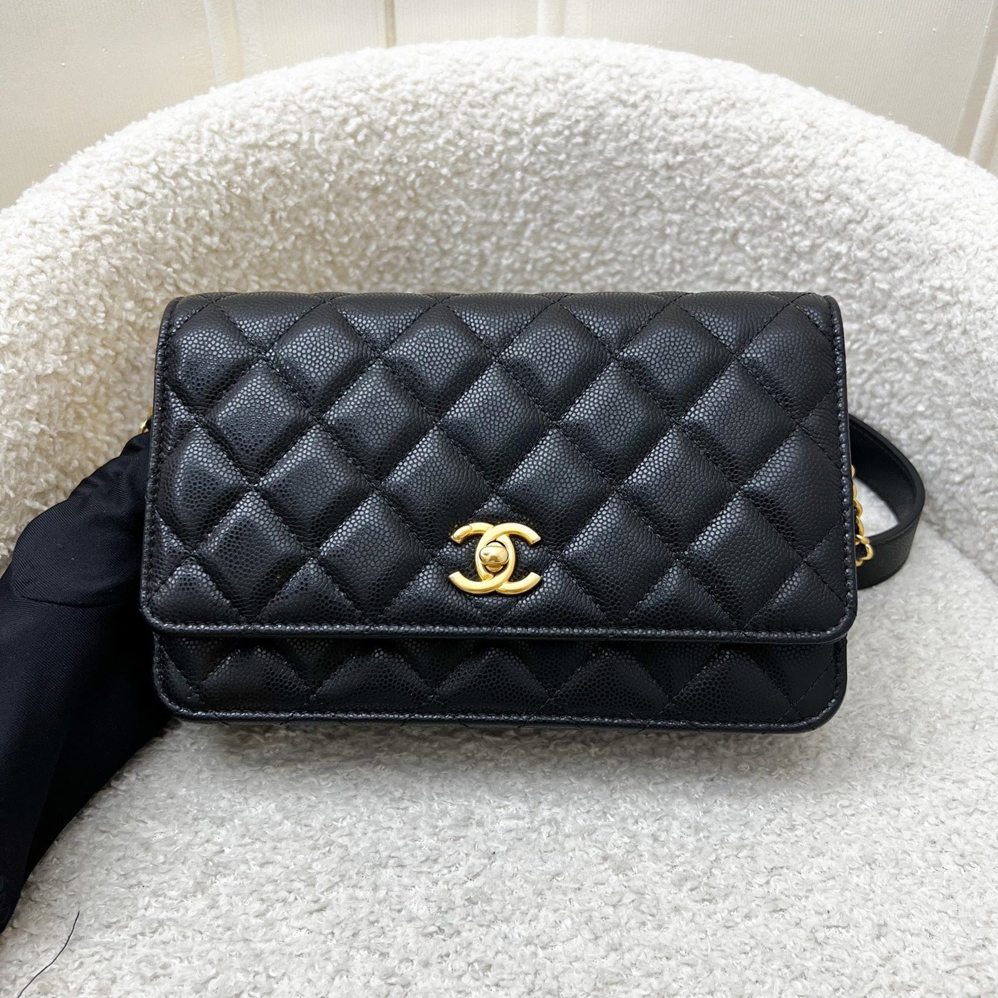 Chanel Twist Your Buttons Wallet on Chain WOC in Black Caviar and AGHW (Model: AP2840) Crossbody