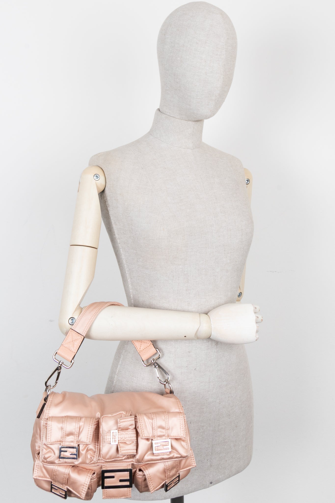 FENDI Multipocket Baguette Nylon Baby Pink