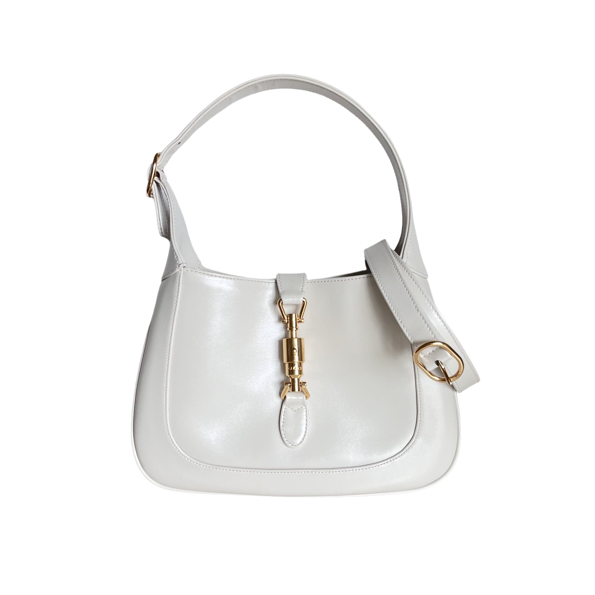 Gucci Jackie 1961 White Leather Bag with Adjustable Strap Size Small