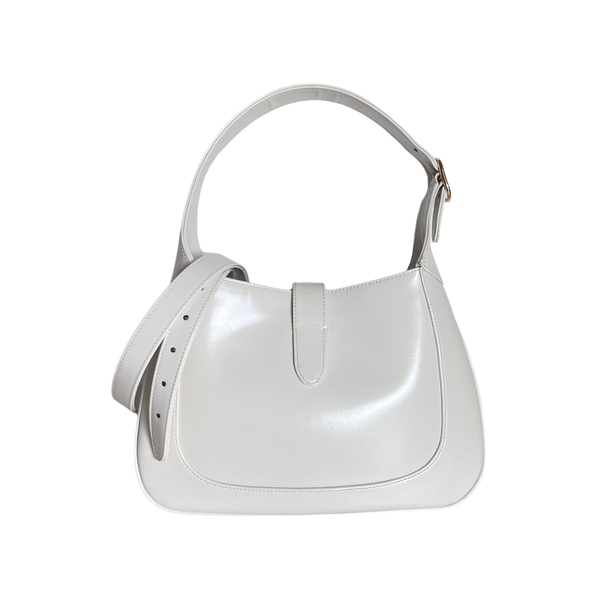 Gucci Jackie 1961 White Leather Bag with Adjustable Strap Size Small