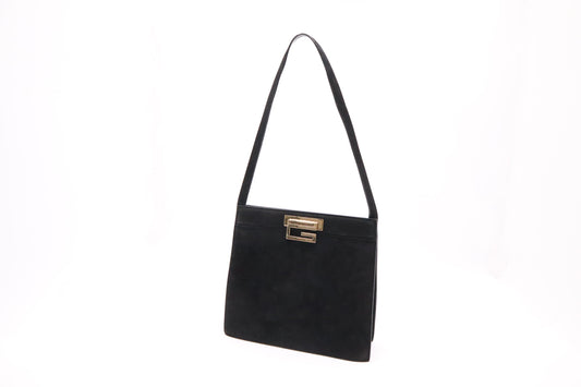 Gucci Shoulder Bag in Black Suede Canvas