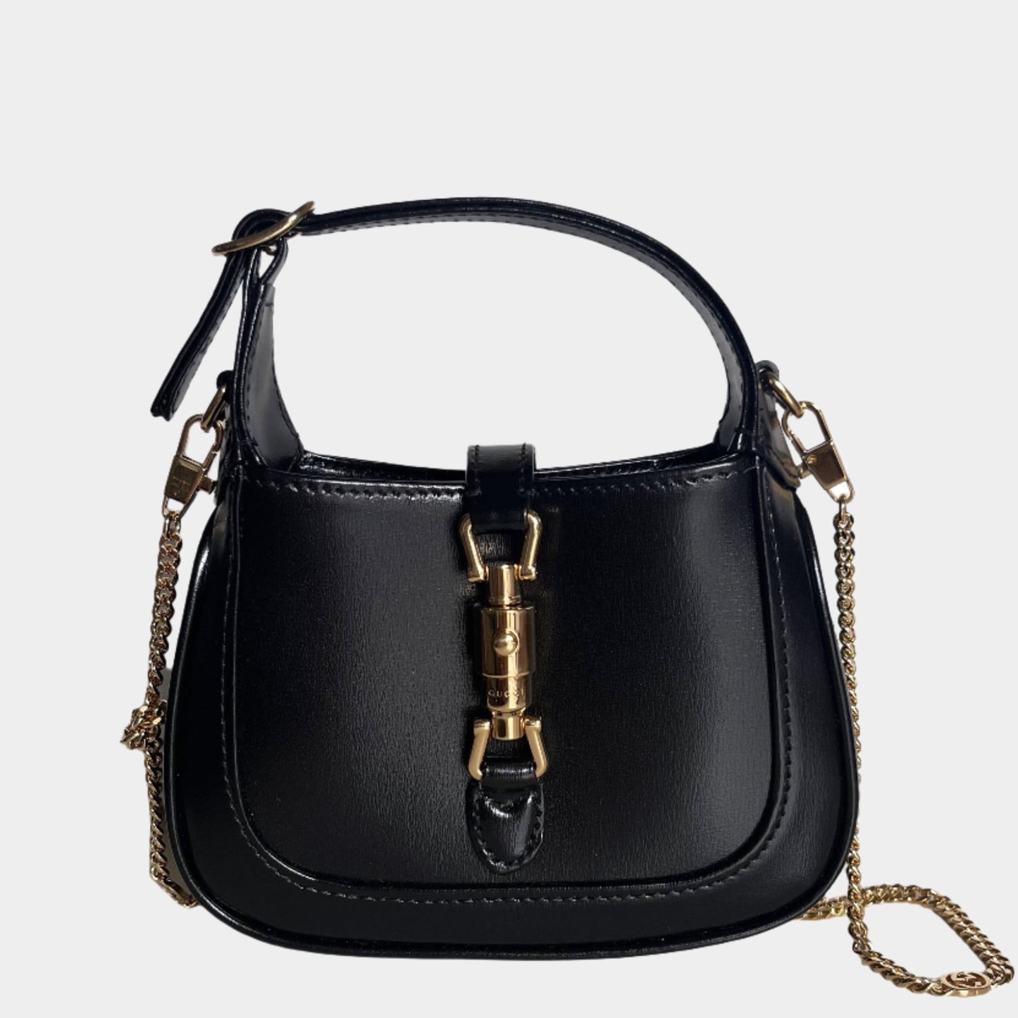 Gucci Jackie 1961 Super Mini Black Leather Bag with Chain Strap