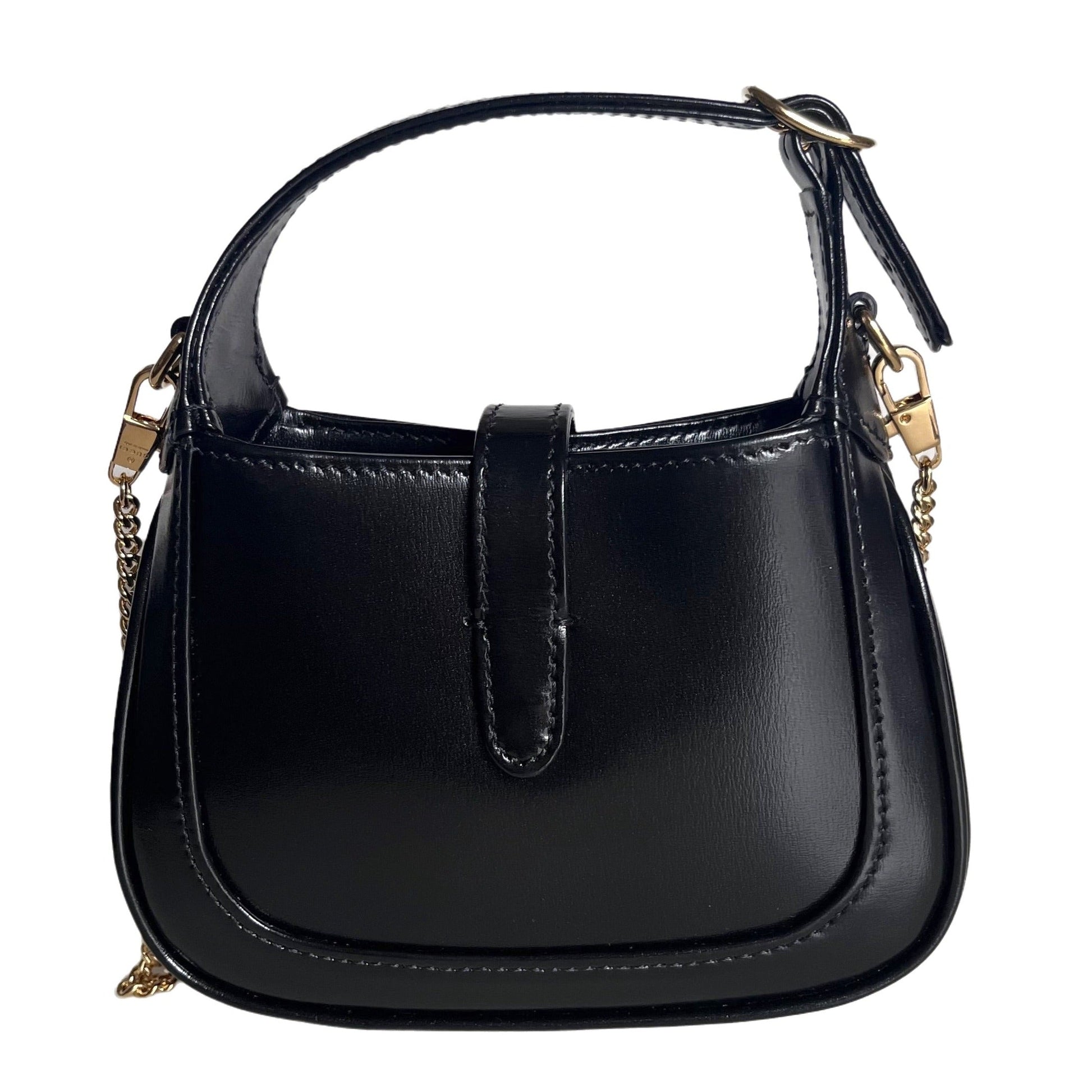 Gucci Jackie 1961 Super Mini Black Leather Bag with Chain Strap