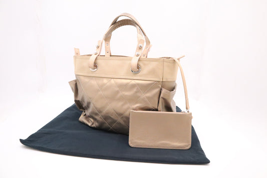 Chanel Paris Biarritz Tote Bag Large in Gold MattelassÃ© Leather