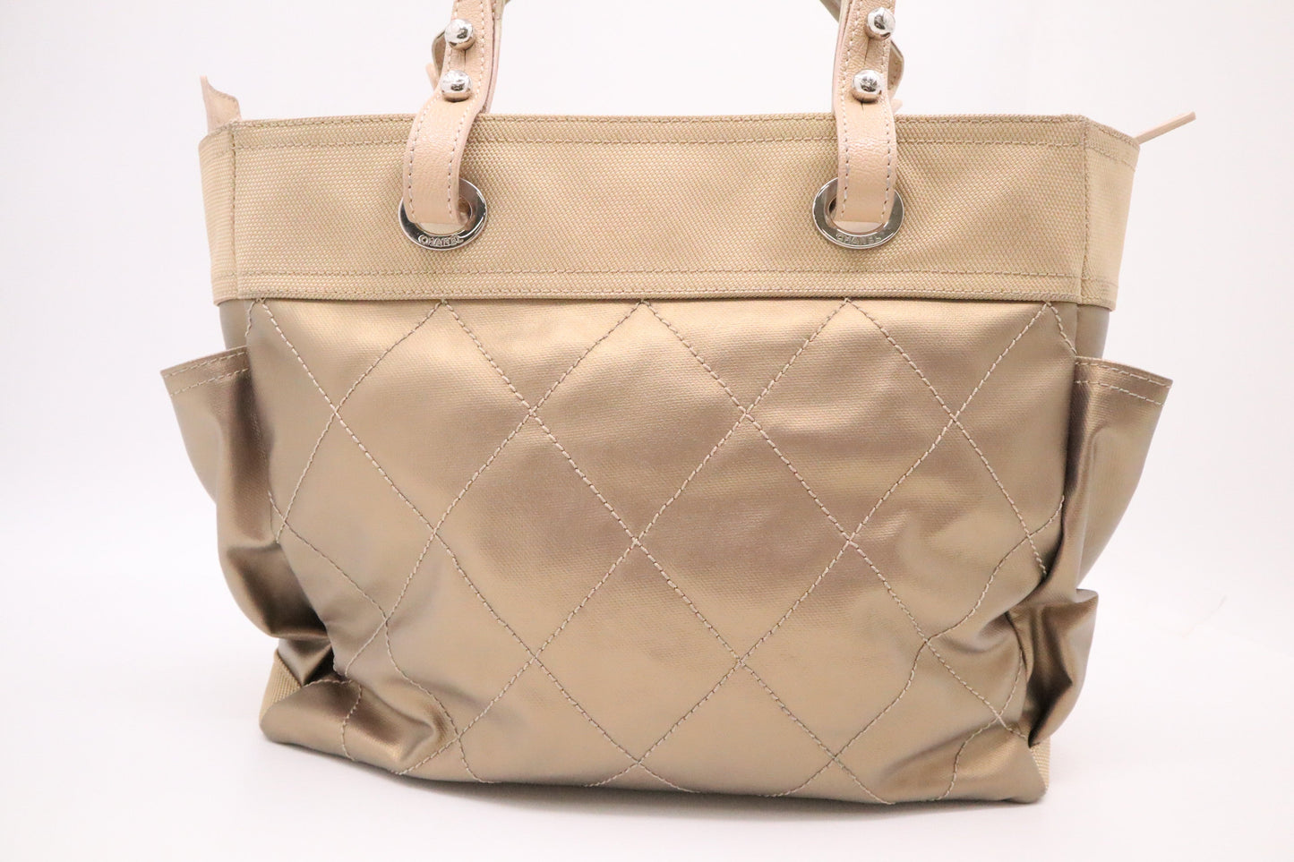Chanel Paris Biarritz Tote Bag Large in Gold MattelassÃ© Leather