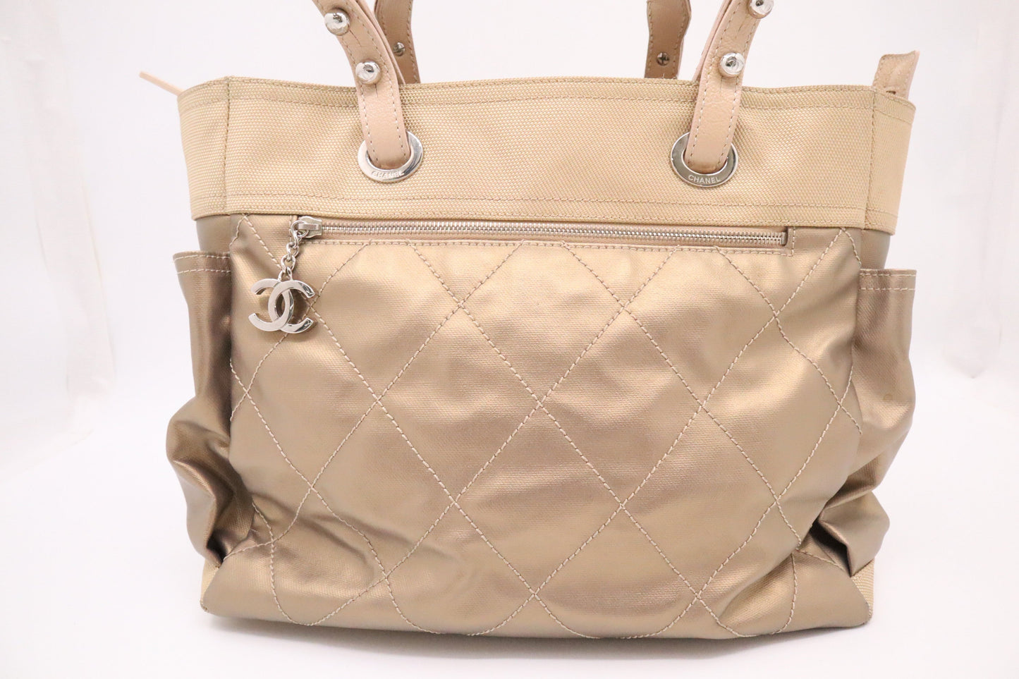 Chanel Paris Biarritz Tote Bag Large in Gold MattelassÃ© Leather