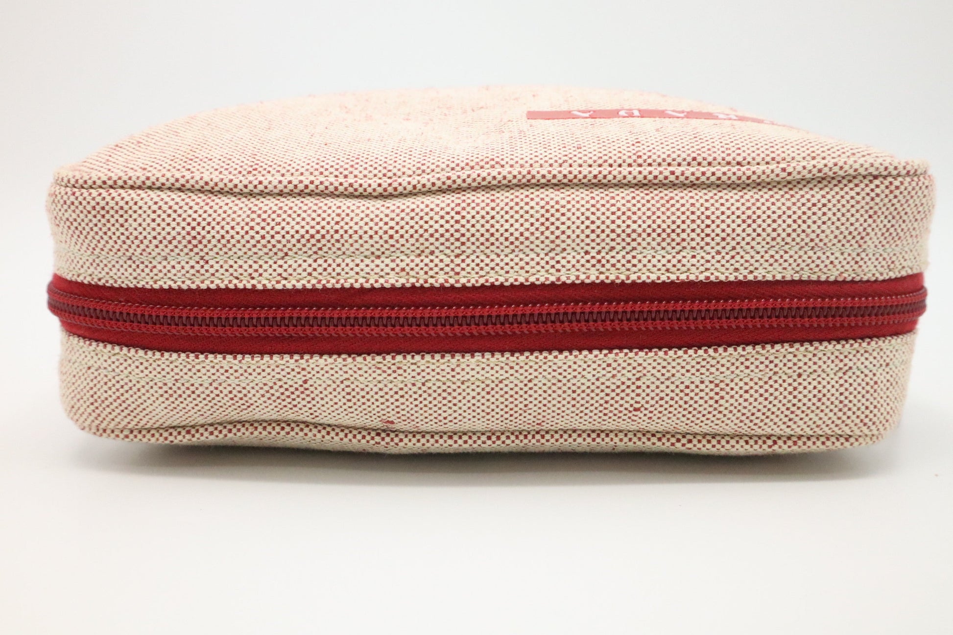 Prada Pouch in Beige and Red Canvas