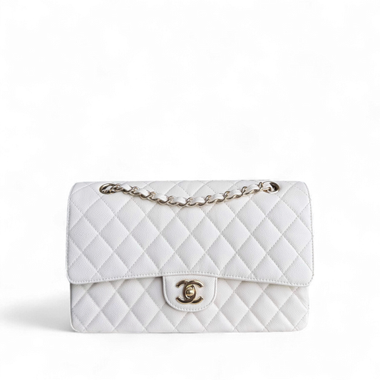 Chanel Classic Flap Medium - Caviar Quilted Grained Calfskin White Gold Hardware Series 23