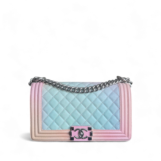 Chanel Boy Medium - Caviar 25CM Quilted Grained Calfskin Rainbow Limited Edition Series 25