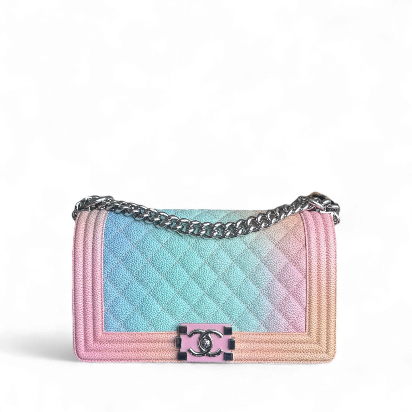 Chanel Boy Medium - Caviar 25CM Quilted Grained Calfskin Rainbow Limited Edition Series 25
