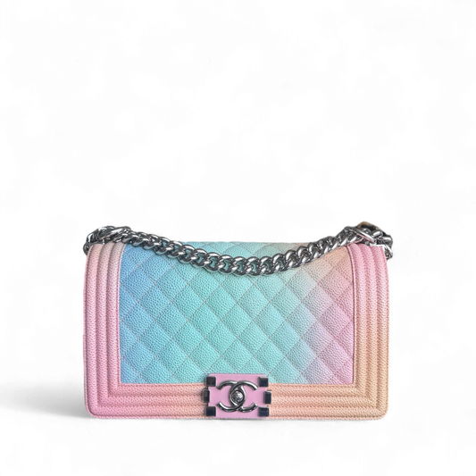 Chanel Boy Medium - Caviar 25CM Quilted Grained Calfskin Rainbow Limited Edition Series 25