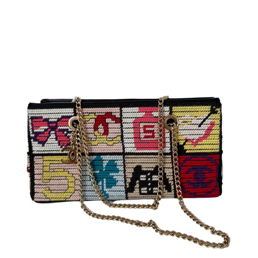Chanel Rare Precious Symbols Needlepoint Shoulder Bag Small