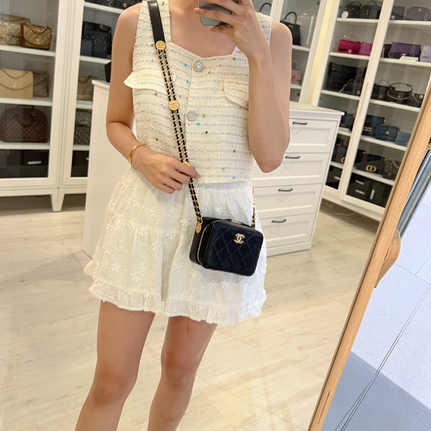Chanel Twist Your Buttons Mini Camera Bag in Black Caviar and AGHW (Model: AP2858)