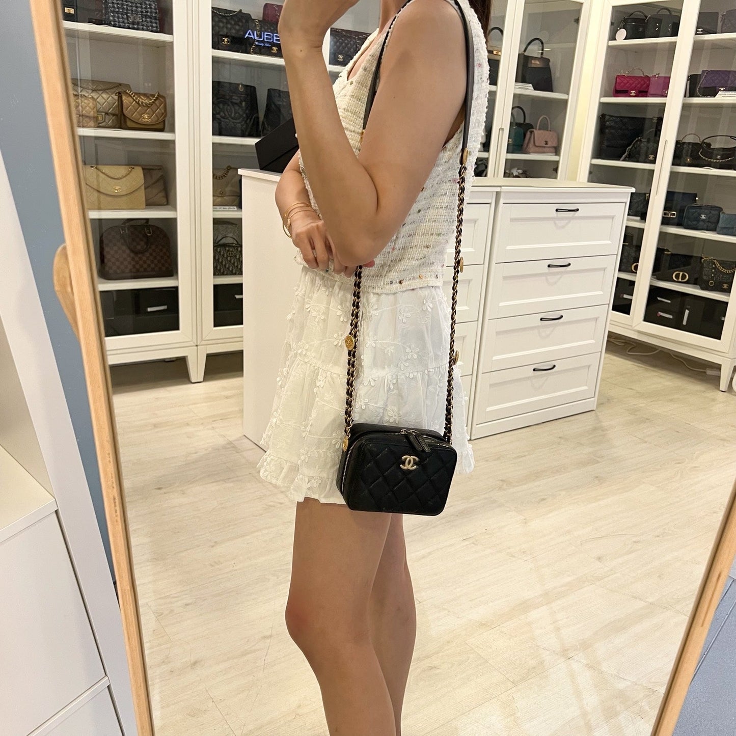 Chanel Twist Your Buttons Mini Camera Bag in Black Caviar and AGHW (Model: AP2858)