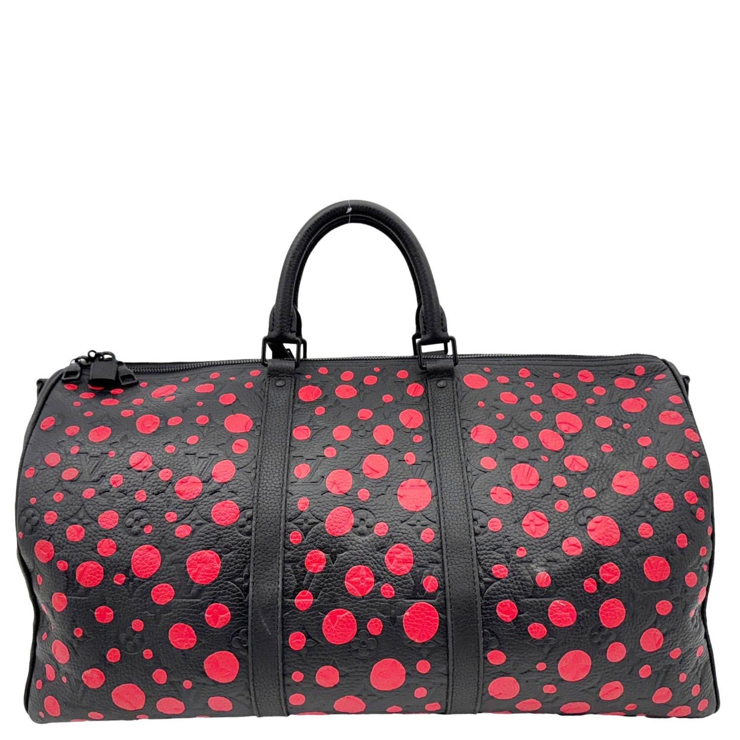 LOUIS VUITTON x Yayoi Kusama Keepall 50 Bandouliere Taurillon Monogram Travel Bag Black