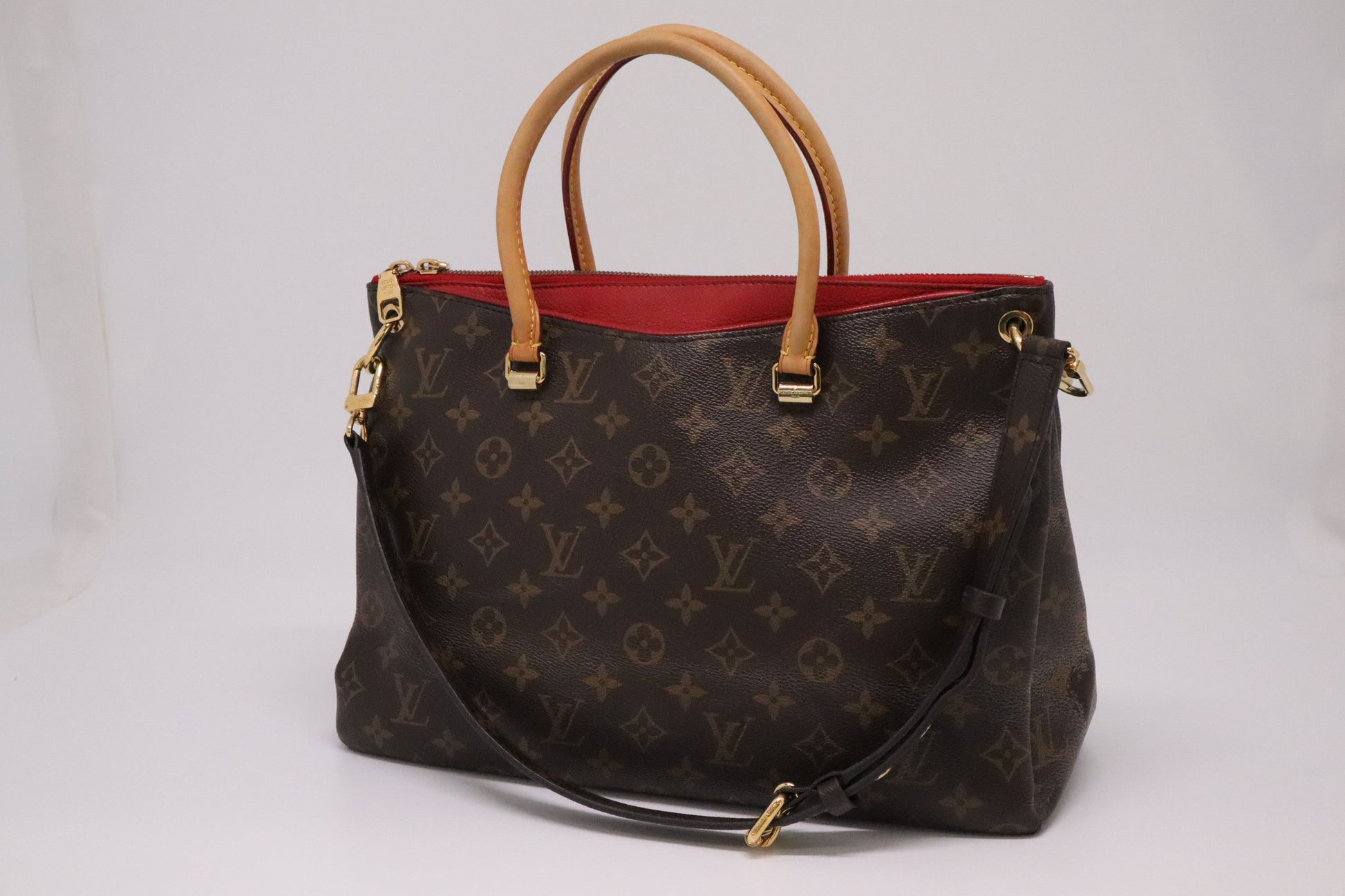 Louis Vuitton Pallas in Red and Monogram Canvas