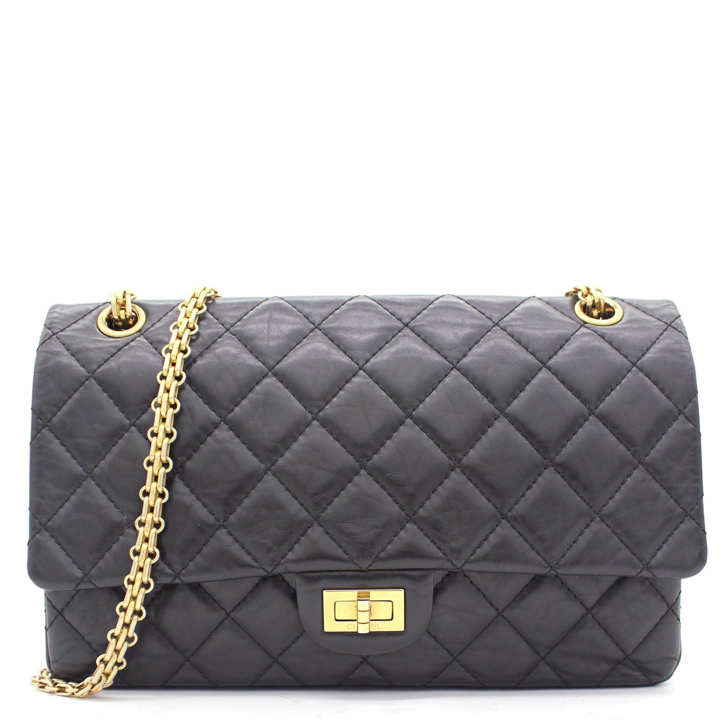 Chanel Black Quilted Crinkled Leather 226 Classic Reissue 2 55 Flap Bag