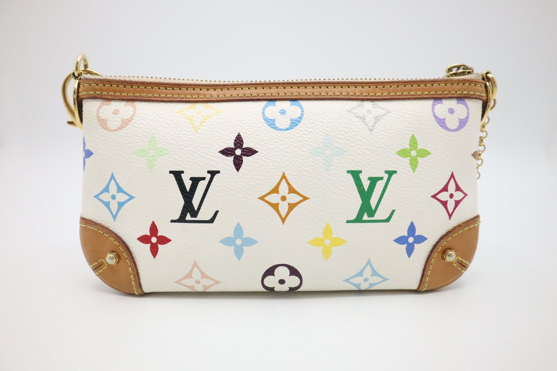 Louis Vuitton Pochette Milla MM in White Multicolor Monogram Canvas